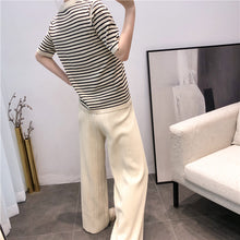 画像をギャラリービューアに読み込む, ストライプ柄半袖トップス&無地ガウチョセットアップ