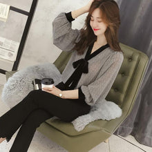 画像をギャラリービューアに読み込む, 蝶結びボウタイパフスリーブシャツ・ブラウストップス