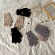 画像をギャラリービューアに読み込む, 【お得】ニット手袋暖かいかわいい冬小物笑顔プリント防寒対策タッチパネル対応