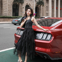 画像をギャラリービューアに読み込む, デニム切り替えメッシュサスペンダーワンピース