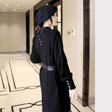 画像をギャラリービューアに読み込む, エレガントコーデ後ろボタン付きデザインニットワンピースデート通勤ワンピース(ベルト付き)