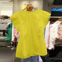 画像をギャラリービューアに読み込む, フリル裾フレンチ袖無地ブラウストップス