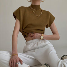 画像をギャラリービューアに読み込む, 3カラー選択無袖フレンチ袖無袖カジュアルコーデしやすいニットカジュアルトップス