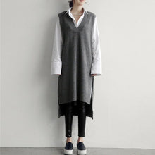 画像をギャラリービューアに読み込む, INS大人気暖かい気質Vネック合わせやすいゆったり無袖ニットセーターベストトップス