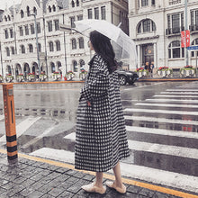 画像をギャラリービューアに読み込む, 韓国風レトロカジュアルチェック柄厚手ロングラシャコート