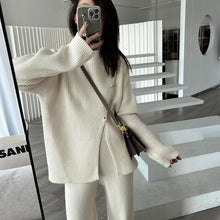 画像をギャラリービューアに読み込む, ボタン付きデザインニットトップス&カジュアルパンツセットアップ