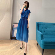 画像をギャラリービューアに読み込む, グラデーションプリーツワンピースフレンチ袖ワンピースデートエレガンス