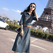 画像をギャラリービューアに読み込む, デニム半袖ワンピースベルト付きワンピース