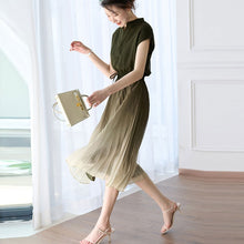 画像をギャラリービューアに読み込む, グラデーションプリーツワンピースフレンチ袖ワンピースデートエレガンス