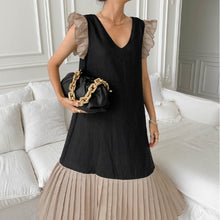 画像をギャラリービューアに読み込む, フリル裾プリーツ切り替えカジュアルロングワンピース