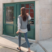 画像をギャラリービューアに読み込む, ストライプ柄ブラウス&ニットベストセットアップ