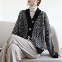 画像をギャラリービューアに読み込む, INS超人気ストライプゆったり合わせやすいカジュアルニットアウタートップス