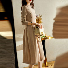 画像をギャラリービューアに読み込む, 気質アップストライプボタン付きニットワンピースデートワンピース