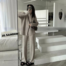 画像をギャラリービューアに読み込む, ボタン付きデザインニットトップス&カジュアルパンツセットアップ