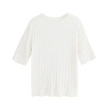 画像をギャラリービューアに読み込む, 多カラー選択ストライプ無地半袖ニットシンプルTシャツコーデしやすい