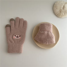 画像をギャラリービューアに読み込む, 【お得】ニット手袋暖かいかわいい冬小物笑顔プリント防寒対策タッチパネル対応