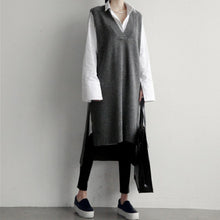 画像をギャラリービューアに読み込む, INS大人気暖かい気質Vネック合わせやすいゆったり無袖ニットセーターベストトップス