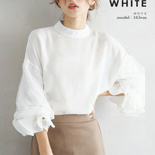 画像をギャラリービューアに読み込む, フリル裾レース切り替え無地コーデしやすいゆったり切り替えファッションシャツ・ブラウストップス