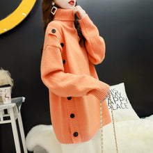 画像をギャラリービューアに読み込む, 4カラーボタンデザインハイネックけだるい風ニットセータートップス