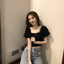 画像をギャラリービューアに読み込む, 多カラー選択ドレープ半袖ニットTシャツ