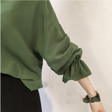 画像をギャラリービューアに読み込む, フラウンススリーブ無地シフォンブラウストップス