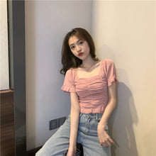 画像をギャラリービューアに読み込む, 多カラー選択ドレープ半袖ニットTシャツ
