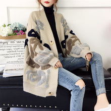 画像をギャラリービューアに読み込む, 韓国風カジュアル字母ゆるリラックス配色ニットセーターアウター