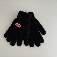 画像をギャラリービューアに読み込む, 【お得】ニット手袋暖かいかわいい冬小物笑顔プリント防寒対策タッチパネル対応