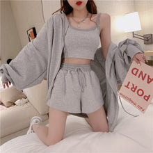 画像をギャラリービューアに読み込む, キャミソール&フード付きパーカー&ショートパンツ3点セットアップ
