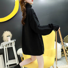 画像をギャラリービューアに読み込む, 4カラーボタンデザインハイネックけだるい風ニットセータートップス