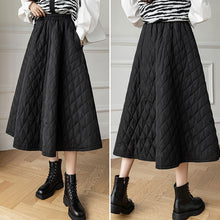 画像をギャラリービューアに読み込む, ひし形チェック柄中綿Aラインスカート3カラー選択暖かいスカートボトムス