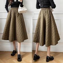 画像をギャラリービューアに読み込む, ひし形チェック柄中綿Aラインスカート3カラー選択暖かいスカートボトムス