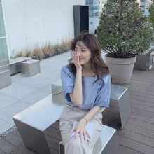 画像をギャラリービューアに読み込む, スクエアカラー3カラー選択半袖シンプルブラウストップス