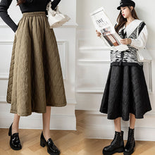 画像をギャラリービューアに読み込む, ひし形チェック柄中綿Aラインスカート3カラー選択暖かいスカートボトムス