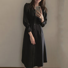 画像をギャラリービューアに読み込む, 2カラー選択無地ボタン付きミニマリストスタイルデザインスタイルゆったりカジュアルワンピース