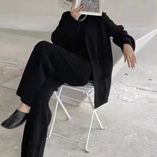 画像をギャラリービューアに読み込む, 3点セットニットカーディガン&ハイネックトップス&カジュアルパンツ着回しコーデセットアップ