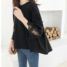 画像をギャラリービューアに読み込む, レース袖切替後ろフレア裾Tシャツトップス
