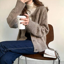 画像をギャラリービューアに読み込む, 3カラー選択ミニマリストスタイルファッションデザインスタイル無地気質カジュアルコーデしやすいニットアウター