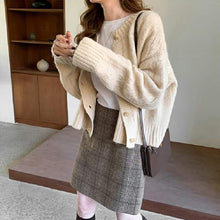画像をギャラリービューアに読み込む, 3カラー選択ミニマリストスタイルファッションデザインスタイル無地気質カジュアルコーデしやすいニットアウター