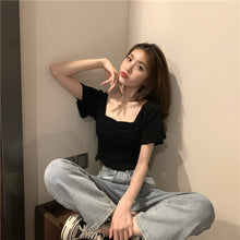 画像をギャラリービューアに読み込む, 多カラー選択ドレープ半袖ニットTシャツ