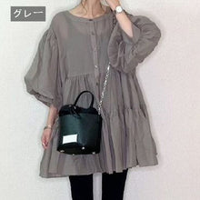 画像をギャラリービューアに読み込む, 7カラーフリル裾パフスリーブブラウストップス