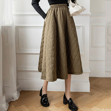 画像をギャラリービューアに読み込む, ひし形チェック柄中綿Aラインスカート3カラー選択暖かいスカートボトムス