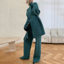 画像をギャラリービューアに読み込む, 3点セットニットカーディガン&ハイネックトップス&カジュアルパンツ着回しコーデセットアップ