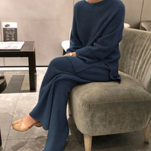 画像をギャラリービューアに読み込む, 4COLORS秋冬韓国風シンプル無地ラウンドネックセンター&合わせやすいロングパンツセットアップ