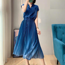 画像をギャラリービューアに読み込む, グラデーションプリーツワンピースフレンチ袖ワンピースデートエレガンス