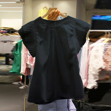 画像をギャラリービューアに読み込む, フリル裾フレンチ袖無地ブラウストップス
