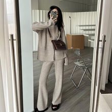 画像をギャラリービューアに読み込む, ボタン付きデザインニットトップス&カジュアルパンツセットアップ