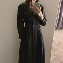 画像をギャラリービューアに読み込む, 2カラー選択無地ボタン付きミニマリストスタイルデザインスタイルゆったりカジュアルワンピース