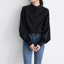 画像をギャラリービューアに読み込む, 3カラー選択無地気質長袖ランタンスリーブデザインスタイル通勤ゆったりシャツ・ブラウス