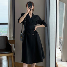 画像をギャラリービューアに読み込む, ボタン付きブラック折ネックデートワンピース